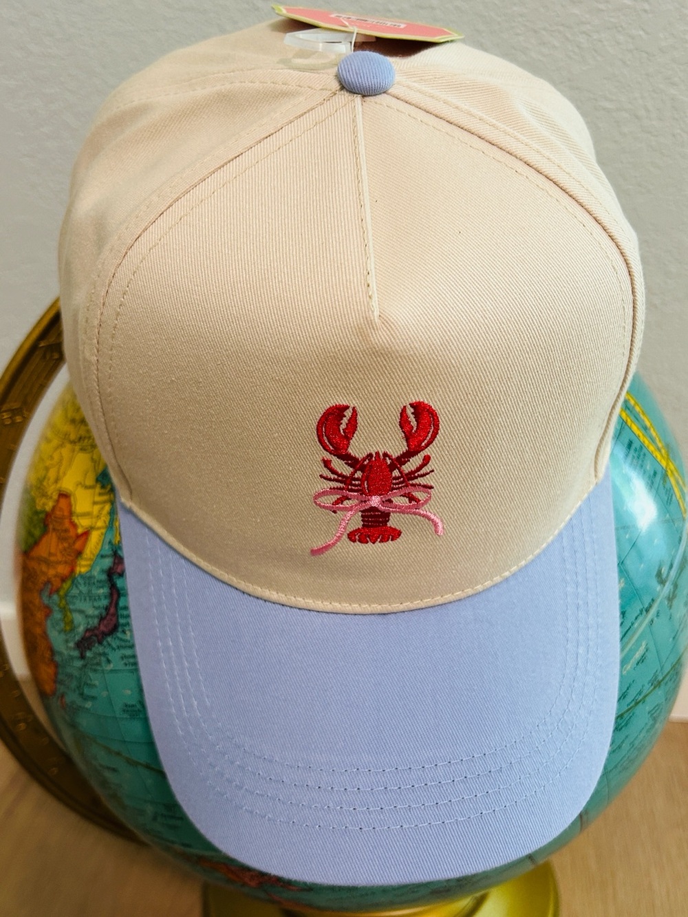 Lobster With Pink Bow Baseball Cap-Pink Cabana Co-Lobster Summer Hat-Women-Kids